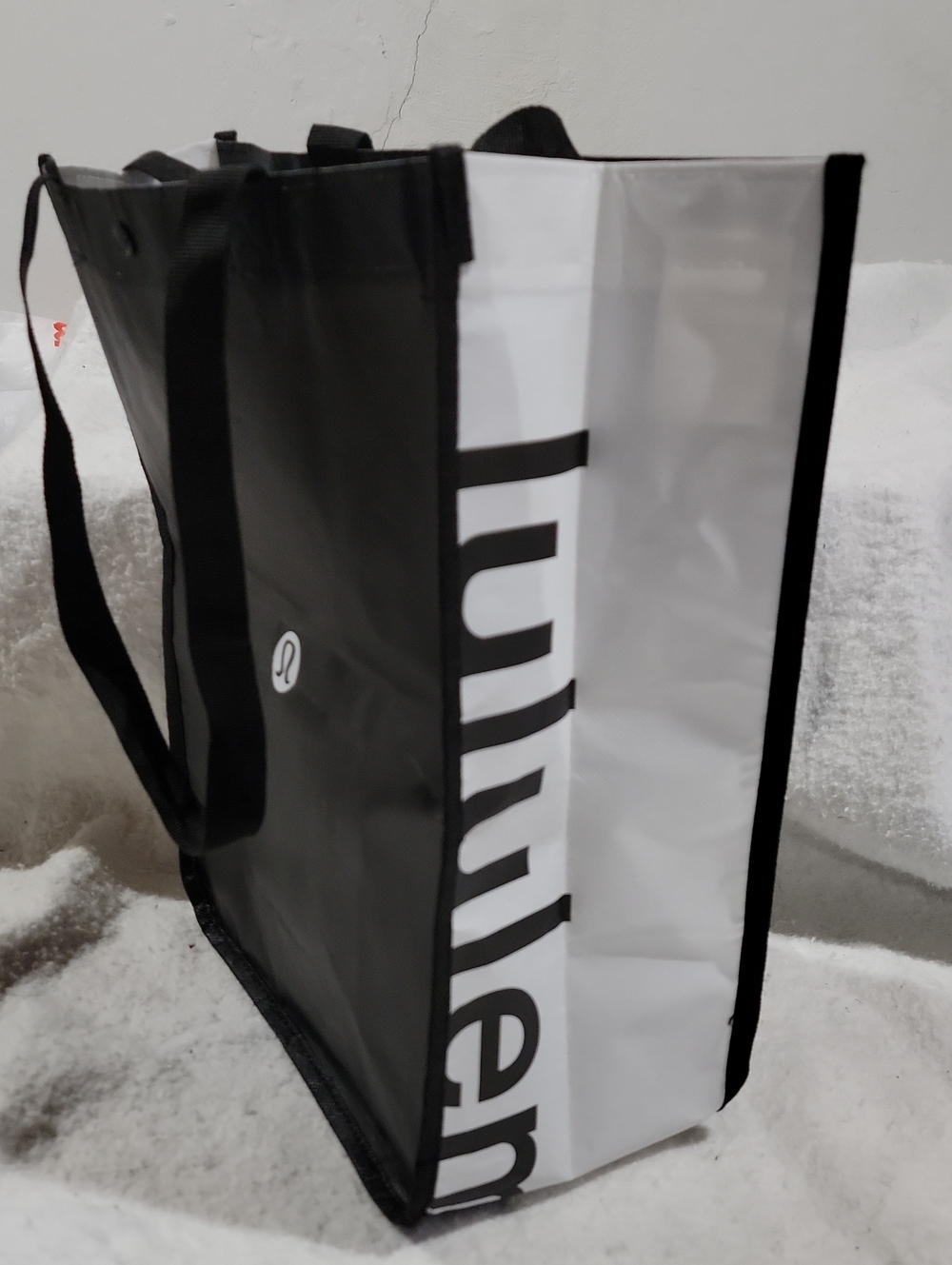 lululemon athletica Black & White Reusable Logo Tote Earth Friendly